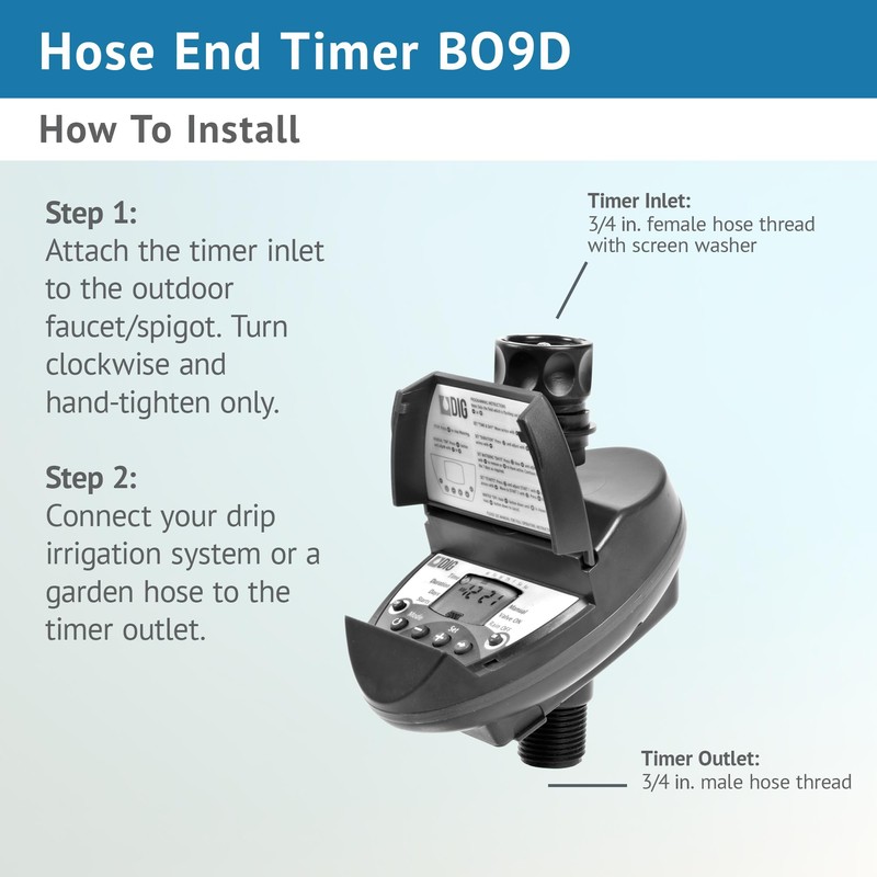 DIG, B09D 3/4” Single Outlet Hose End Programmable Timer for