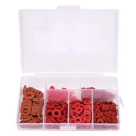 Red Insulating Discs, 500 Pieces Fibre Optic Motherboard Insulating Disc Spacers, Red Insulation Washers Assortment Kits, Carbon Steel Coated, Flat Washers