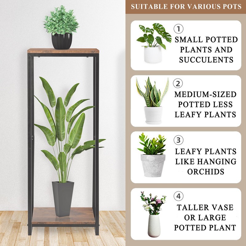 JEPRECO 34" Tall Plant Stand Indoor, 2-Tier Modern Plant Shelf,
