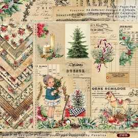 24 Sheets 6" x 6" Vintage Christmas Scrapbook Paper Single -Sided Cardstock for Scrapbooking Journal Photo Album (21015)
