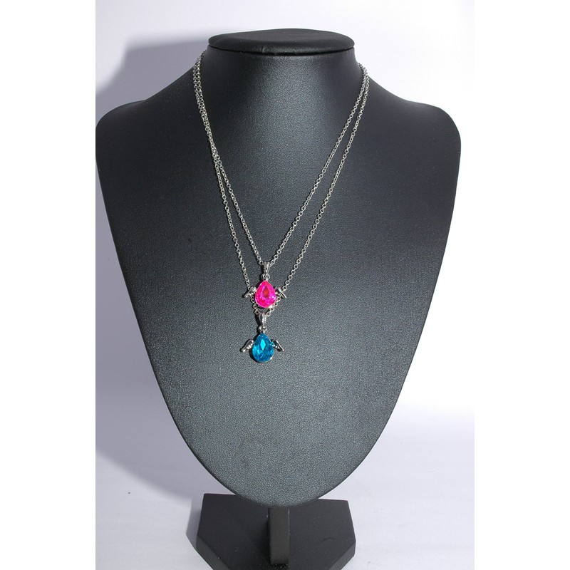 Birthstone Necklace with Tear Drop Shape Pendant with Angel Wings