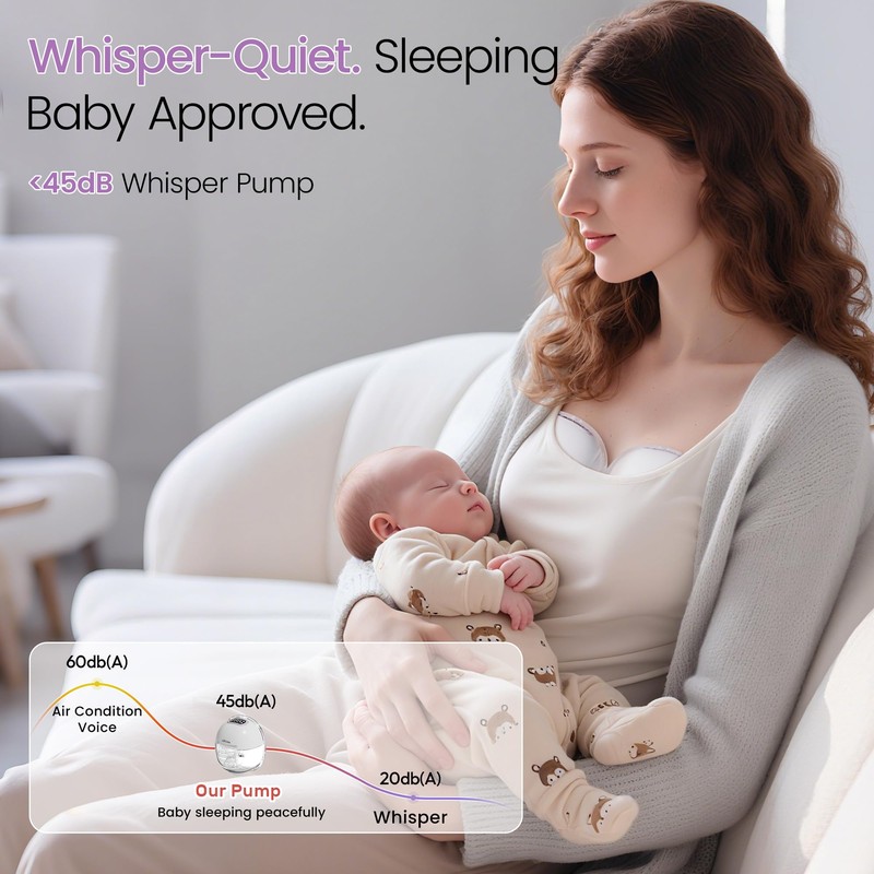 Breast Pump Hands Free, Wearable Breastfeeding Pump with 4 Modes