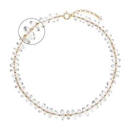 Beaded Necklaces for Women Boho Clear Quartz Bead Chunky Choker Necklace