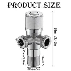 1 x angle valve, 1/2 inch, universal angle valve with 2 outlets, 1/2 inch, water connection with raw belt, stainless steel double valve, double regulating valve, double valve angle valves for wall