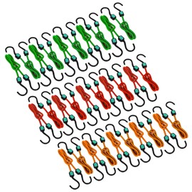 Wideskall 24" inch Premium Heavy Duty Multi Color Bungee Cord with Hooks Tarp Bungie Elastic Tie Down (Pack of 30)