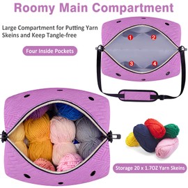 IBFUN Crochet Yarn Bag Knitting Bag 2Pcs Yarn Storage Organizer Crocheting Bag for Beginners with Shoulder Strap for Crochet Accessories Knitting Needles Crochet Hooks Knitting