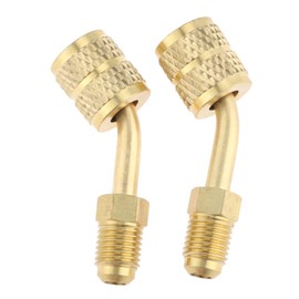 R410a Charging Vacuum Port Adapters, R410a Adapter 5/16" Female Quick Couplers with 1/4" Male Flare for Mini Split System Air Conditioners, HVAC & Refrigeration Service with 45° Angled Thimble 2-Pack