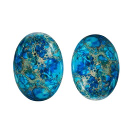 Nupuyai 2 Pieces Cabochon Gemstones for Jewellery Making Flat Back Oval Stone for Charms DIY 22 x 30 mm