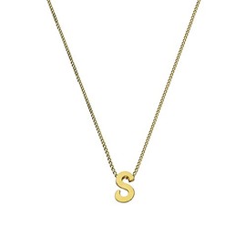 Small 9ct Gold Alphabet Letter S Pendant on 16 Sterling Silver Chain Necklace – 20 Inch (16 x 20 inches)