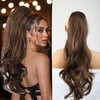 Highlight Brown Long Wavy Layered Drawstring Ponytail Extension for Black