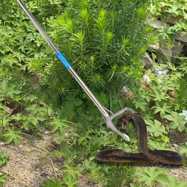 COKUUCO 50" Folding Snake Tongs - Reptile Handling Tool Reptile Grabber Rattle Snake Catcher Wide Jaw Handling Tool with Lock