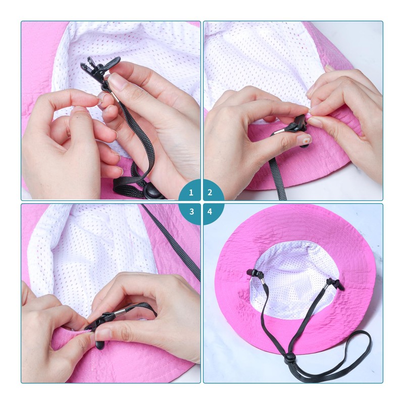 Sucrain 5 Pieces Adjustable Hat Strap Clips Hat Chin Cord