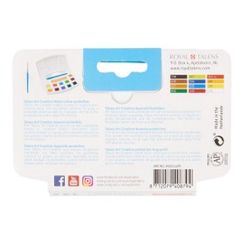 Talens Art Creation Watercolor Paint Pocket Box with 12 Colors, Brush & Sponge | Painting for Adults