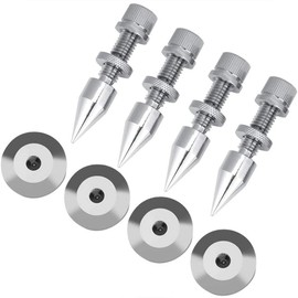 ANCLLO Speaker Stand, Spike Set Solution, Insulation Foot Pads for HiFi Speakers, Copper High Gloss, Scratch-Resistant, Shockproof, Silver, Pack of 4