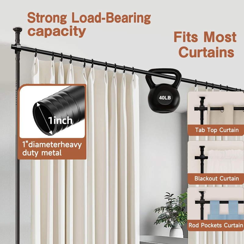 Room Divider No Drilling Curtain Rod Wall Divider for Room