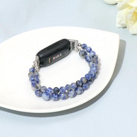 C&L Accessories Bracelets Compatible with Inspire 3 Bands for Women Beaded Wristband Natural Gemstone Replacement Straps for Inspire 3 (Sodalite)