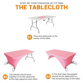 Eurmax USA Spandex Table Cover - 4 ft. Fitted, 30+ Colors, Polyester Stretch Table Toppers, 2 Pack (Hot Pink)