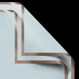 Flower Wrapping Paper 20 Sheets Waterproof Floral wrap paper22.5x22.5 inch(Sky Blue &Gold Edge)+ 12 pcs 3D golden butterfly for birthday, holilday etc.