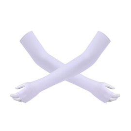 Trifong Arm Cover, Cooling Sensation, UV Protection, Finger Hole, Long, Fashionable, For Summer, UV Arm Sleeve, Sunburn Protection, Arm, Sports, Racing, Cycling, Fishing, Work, Men's, Women's, White