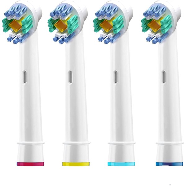 Professional White Replacement Brush Heads w/ 3D Whitening, Compatible with Oralb Braun Electric Toothbrush- 4 Pro Style- Fits The Oral-B Kids Care 1000 Etc.