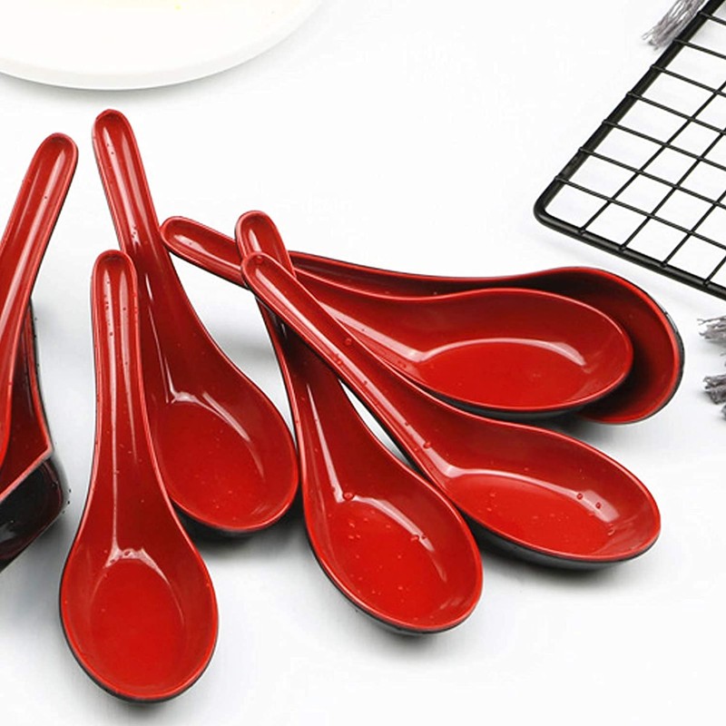 LATRAT 8 Pcs Chinese Won Ton Soup Spoons Plastic Asian