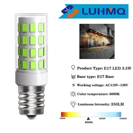 LUHMQ E17 LED Bulbs 3 Pack for Under Microwave Light Bulbs,Over Stove Lights,Range Hood,3.5W (35W Halogen Bulb Equivalent) 350 Lumen AC120V E17 Bulb Home Lighting(Daylight White 6000K)