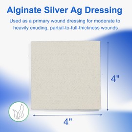 Niceful Silver Calcium Wound Dressing 4" x 4", Highly Absorbent Ag Silver Calcium Alginate Wound Dressing Pads Soft, 5 Pack