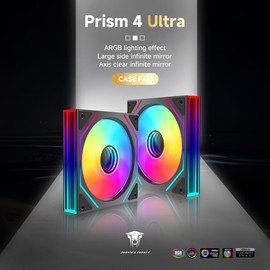 ICOLER Prism 4ultra 120mm ARGB PC Case Fan - Dual Infinite Mirror, Ultra-Quiet 9-Blade Design, Motherboard Sync & Daisy Chain, RGB Fans for Computer Case and Cooling Fan-Black