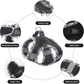 Dogs Kingdom Adjustable Dog Harness Leash Set - No Pull Pet Harness with Easy Control Handle, Reflective Dog Vest for Pull Small Dogs Walking Training,Black,M