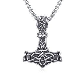 REDSUN Viking Thor's Hammer Necklace 925 Sterling Silver Thors/Arrowhead/Anchor/Hammer Pendant Celtic Pendant Amulet Jewellery for Men Son Boys Women Men Unisex, Sterling Silver