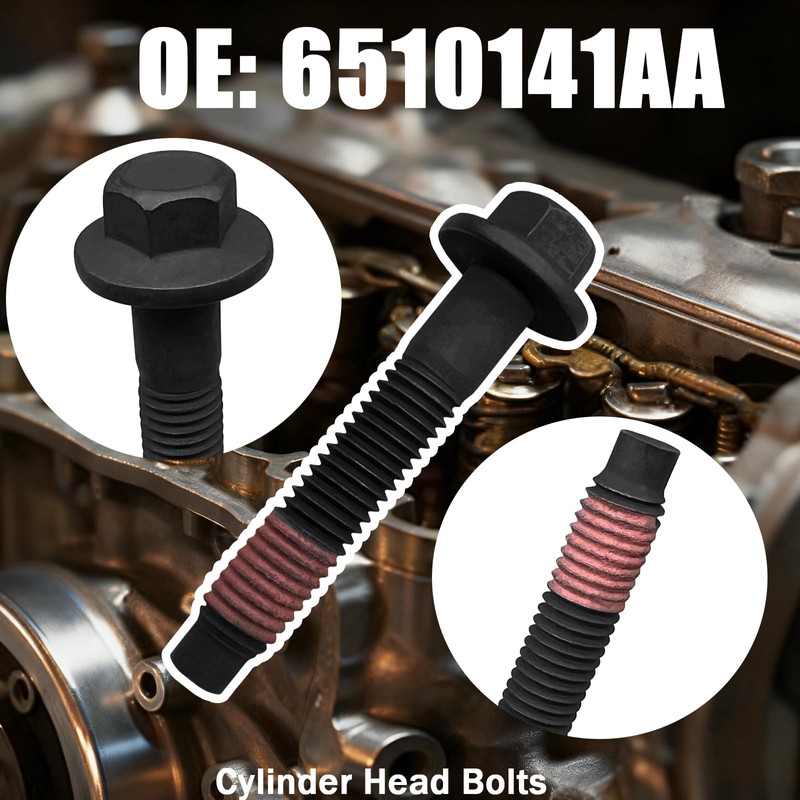 Broaug 6510141AA,06509863AA,6505316AA 1Set Engine Cylinder Head Bolts Compatible with Chrysler/Jeep/Dodge/Ram