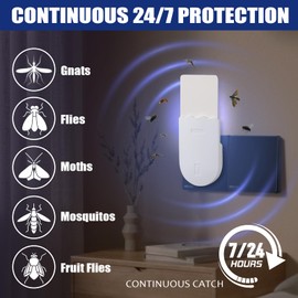 osseph Flying Insect Trap, Fruit Fly Traps for Indoors,Plug-in Bug Trap Bug Light Trap Indoor for Mosquito, Fruit Flies, Moths, Gnats, Flies (1 Devices + 5 Refills)