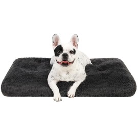 KSIIA Dog Crate Bed Washable Dog Beds for Medium Dogs Deluxe Plush Fluffy Comfy Thick Kennel Pad Anti-Slip & Anti-Scratch Pet Sleeping Mat, 29 x 21 Inch, Dark Gray