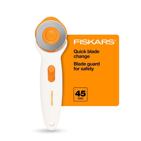 Fiskars 45mm Rotary Cutter for Fabric, Premium Steel Stick Fabric