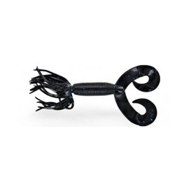 Hula Grub Double Tail 4 Inch Soft Baits 021 Black with Blue Flake 9 Fishing Lures Bass Jigging Bait Jig Lure Weedless Soft Plastic Swimbait Accessories Freshwater