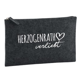 Huuraa Kulturbeutel Herzogenrath verliebt Geschenk 1 Liter Charcoal Filz Herzogenrath Geschenkidee