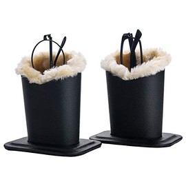 Siveit Eyeglass Holders, PU Leather Eyeglass Holder Stands with Soft Plush Lining - 2 Packs (Black, Black)
