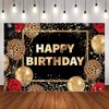 Birthday Queen Backdrop Woman Girl Leopard Black Gold Balloons Red