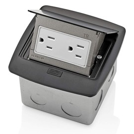 Leviton Pop-Up Floor Box with 15 Amp, Tamper-Resistant Outlet, PFTR1-MB, Black