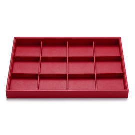 Oirlv Gorgeous Red Leather Jewelry Tray 12 Grid Jewelry Drawer Organizer Bracelet Earrings Watches Storage