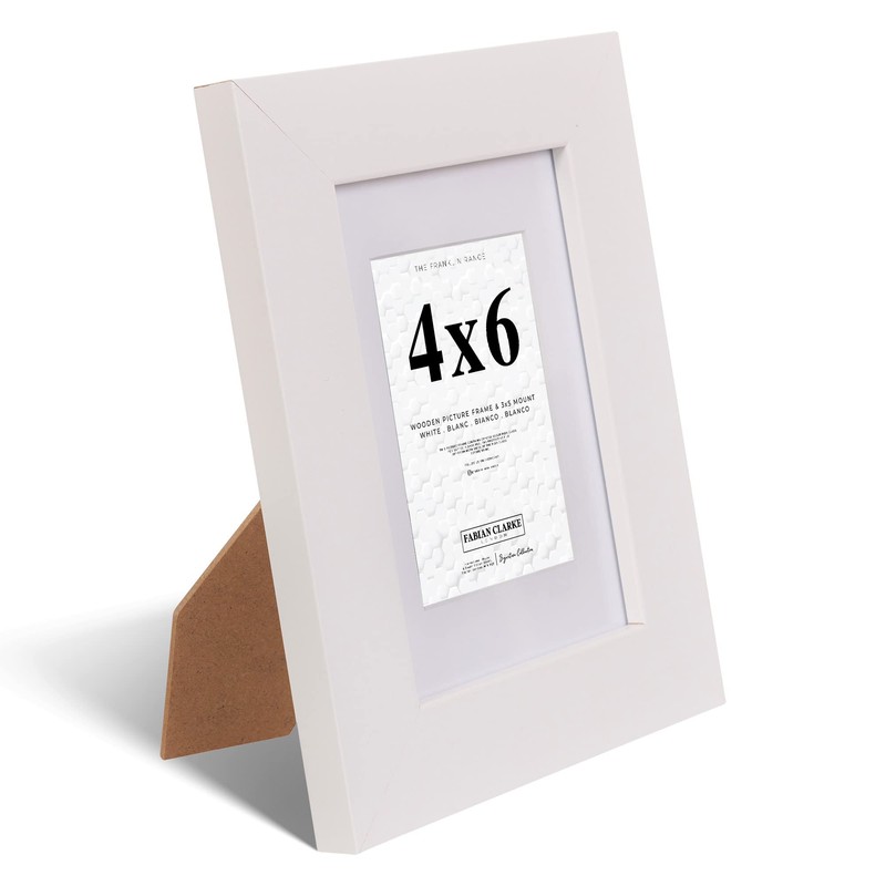 Fabian Clarke London® 6x4 Modern White Wooden Picture Photo Frame