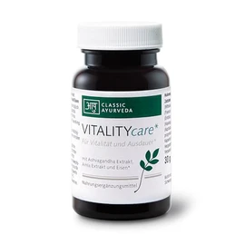 Classic Ayurveda - VITALITYcare Capsules - 30 g (approx. 60 Capsules) - For Vitality and Endurance * with Ashvagandha Extract, Amla Extract and Iron*