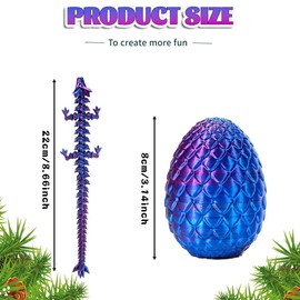 3D Emulated Dragon Crystal Egg Fidget Toy with Removable Mystery Dragon Egg - Laser Purple
