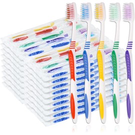 Bulk Toothbrushes 30 Pack Colorful Individually Wrapped Disposable Soft Large Brush Head Ergonomics Handle Oral Set for Adults Kids Travel Hotel OCC Airbnb Dentist (30)