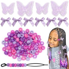 100PCS Gradient Hair Beads for Braids Satin Small Hair Bows Embroidery Butterfly Hair Clips Y2K Hair Accessories for Kids Girls