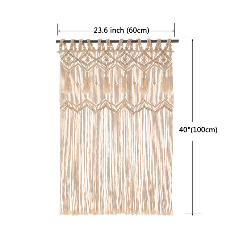 Hysunland French Door Window Curtains Handmade Macrame Side Window Curtain