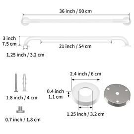 White Shower Grab Bar w/Anti-Slip Knurled Grip 36 Inch, Zepolu Stainless Steel Bathroom Handicap Grab Bars, Safety Bar Balanced Handrail, Handicap Injury Elderly Senior Assist Support Shower Handle