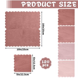 Xiangqu 120 Pack Dusty Pink Napkins, 5 x 5 Inch Valentines Napkins Gradient Pink Cocktail Napkin Scalloped Beverage Dessert Napkin for Dinner Wedding Baby Shower Bridal Anniversary Reception