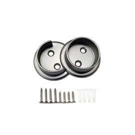 QCAA Heavy Duty Solid Metal Closet Rod Socket Set, 1-3/8'', Satin Nickel, 1 Pair, Made In Taiwan