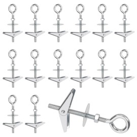 Swpeet 15 Set M6×70mm Eye Bolt Toggle Bolts and Wing Nut Kit with Hex Nuts, Washers Assortment Kit, Heavy Duty Butterfly Toggle Anchors Swag Hooks for Hanging Heavy Items on Drywall